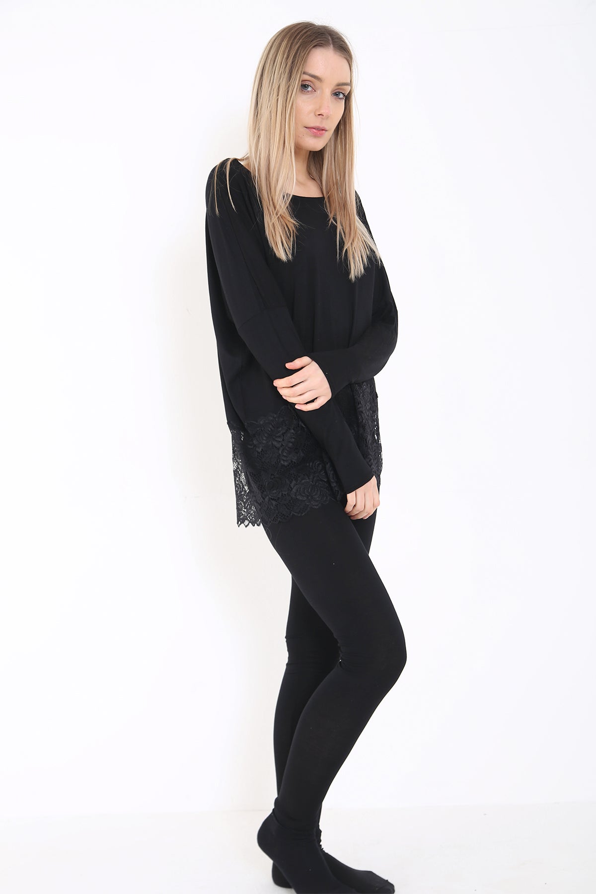 Lace Trim Back And Hem LoungeWear Set