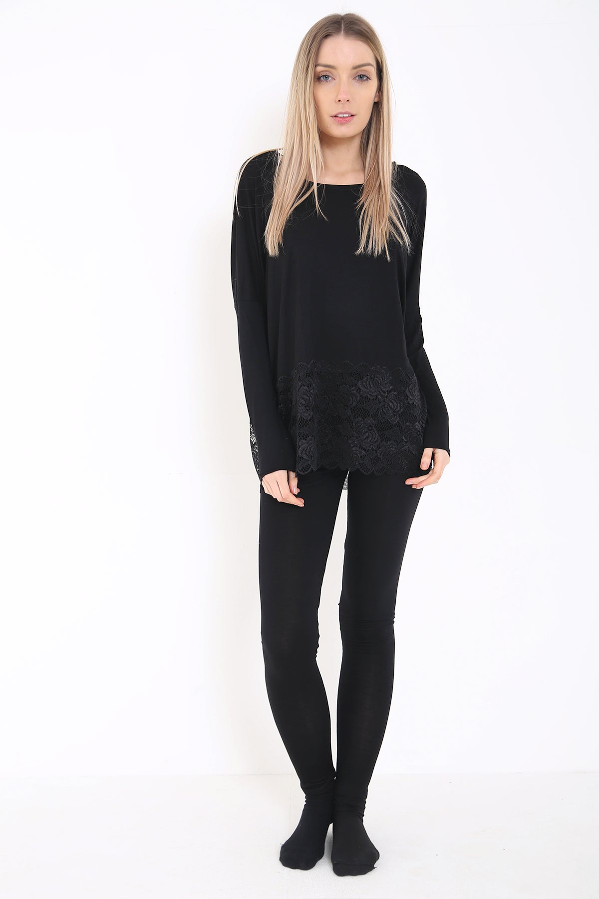 Lace Trim Back And Hem LoungeWear Set