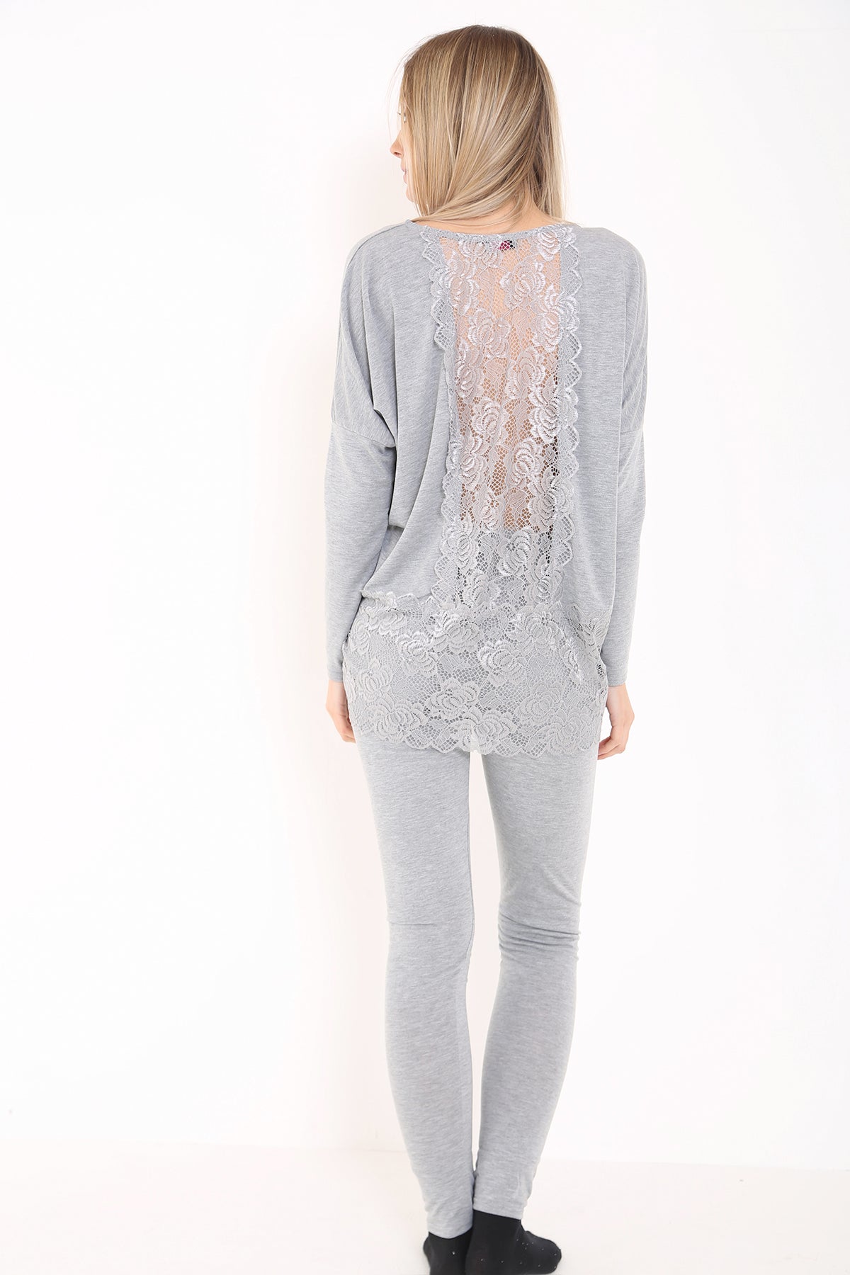 Lace Trim Back And Hem LoungeWear Set