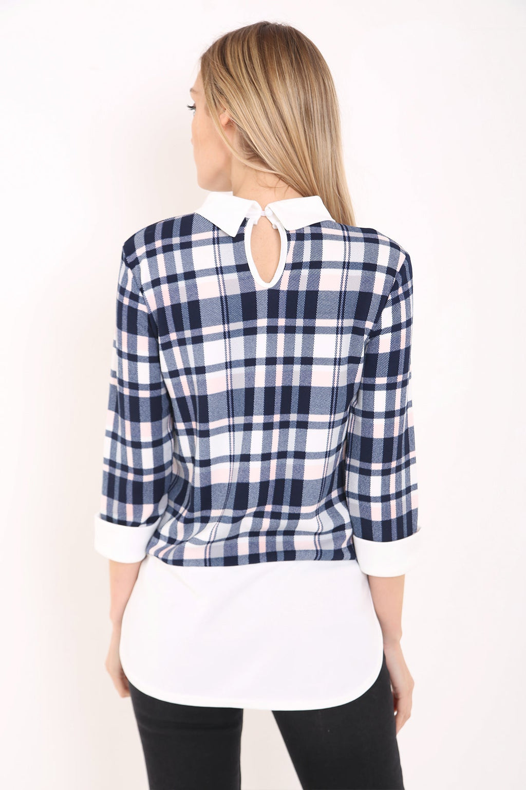 Checked Pattern Collared Top