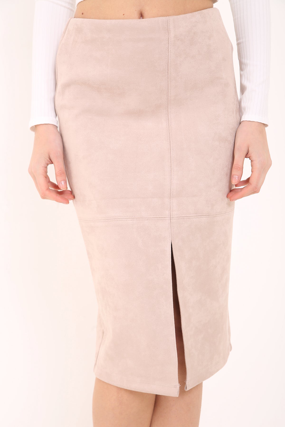 Suedette Pencil Skirt