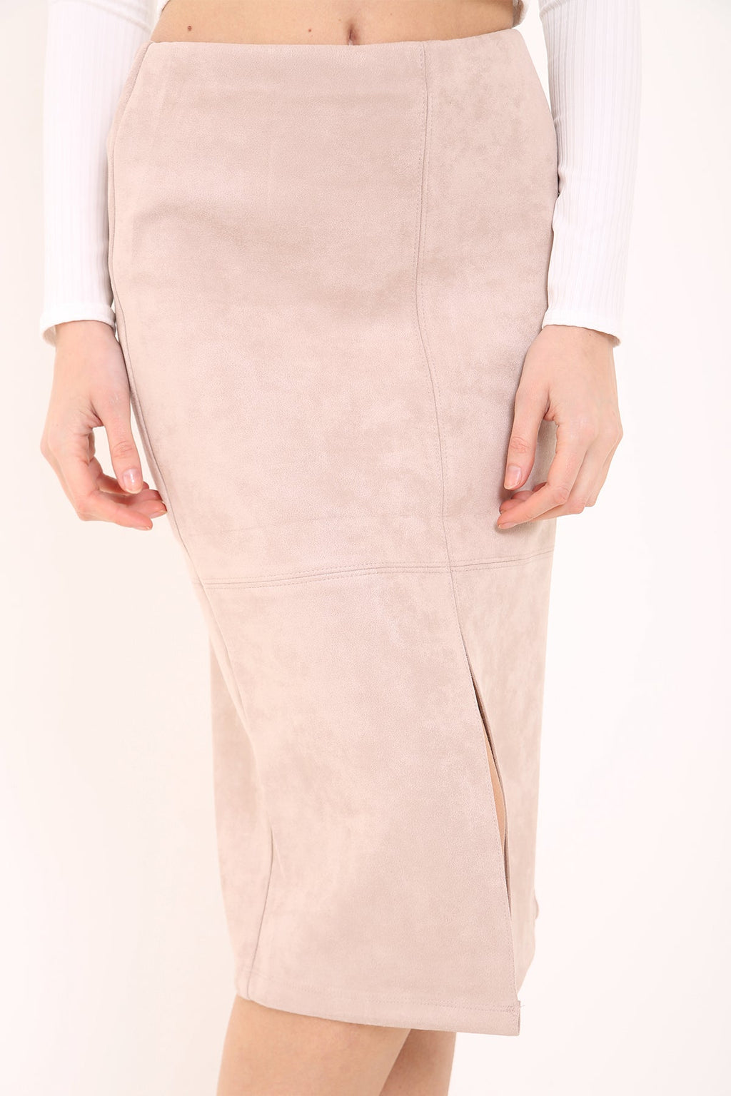 Suedette Pencil Skirt