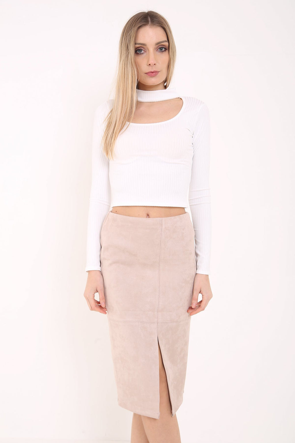Suedette Pencil Skirt