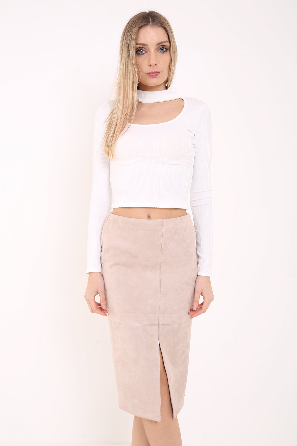 Suedette Pencil Skirt