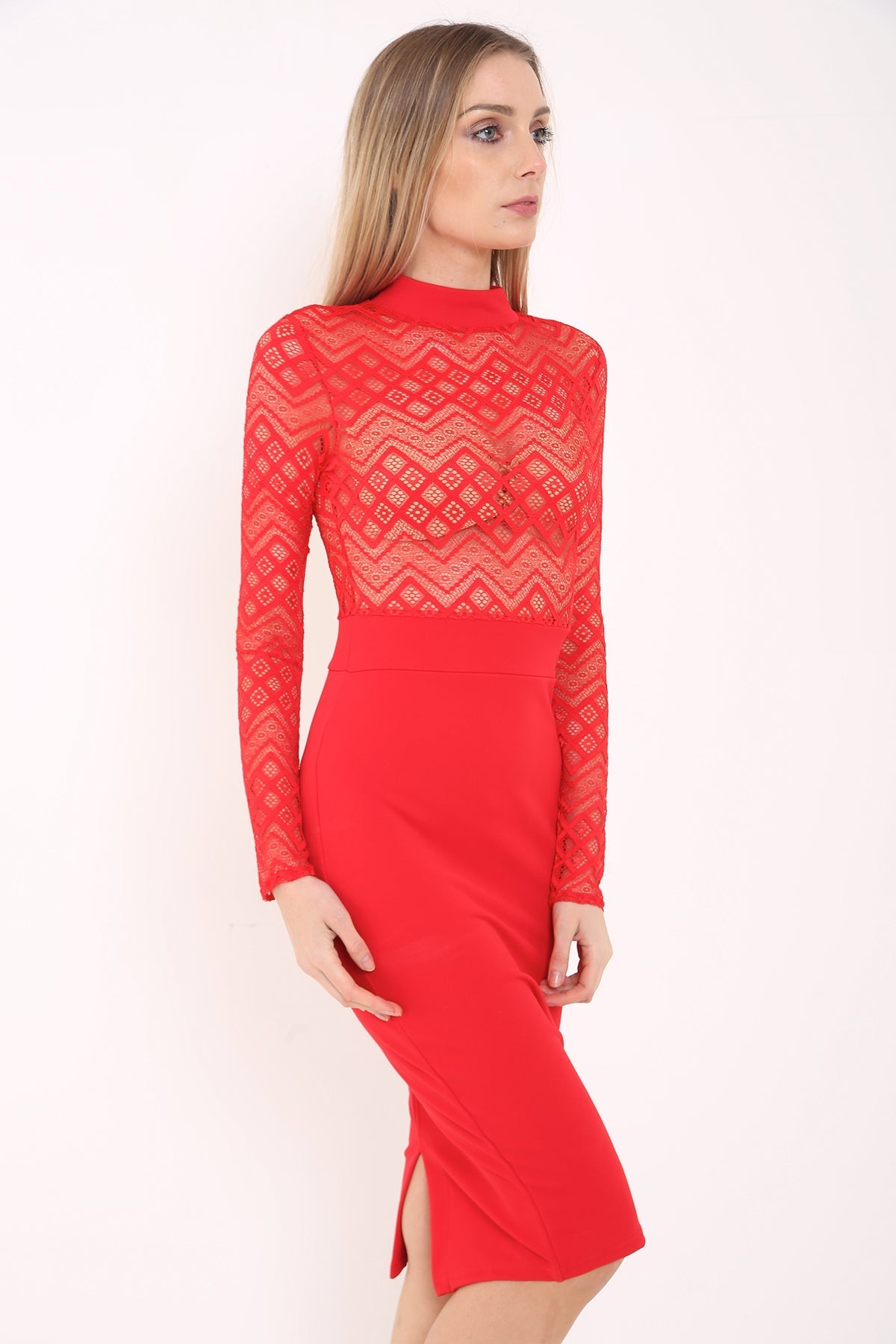 Lace Bodice Midi Dress