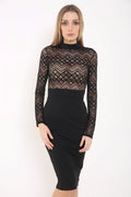 Lace Bodice Midi Dress