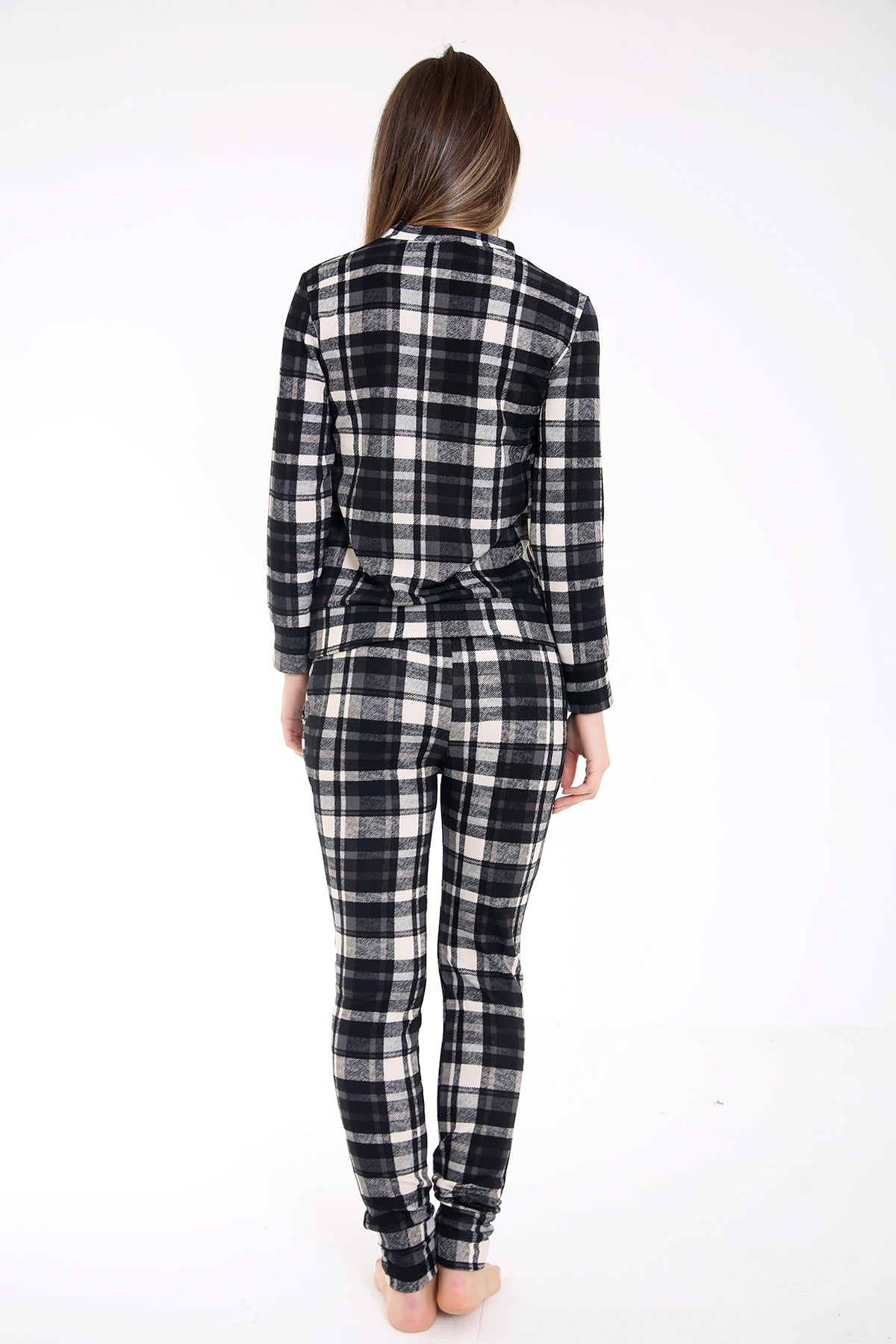 Crepe Fabric Checked Loungewear Suit