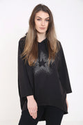 Studded Star Detail Oversized Hooded Jumper