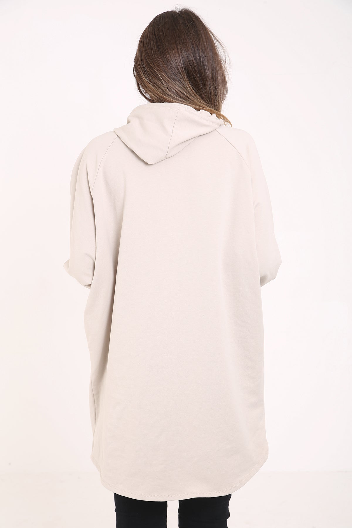 Studded Star Detail Oversized Hooded Jumper