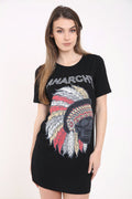 Anarchy Tribal Skull Printed Longline T Shirt Dress