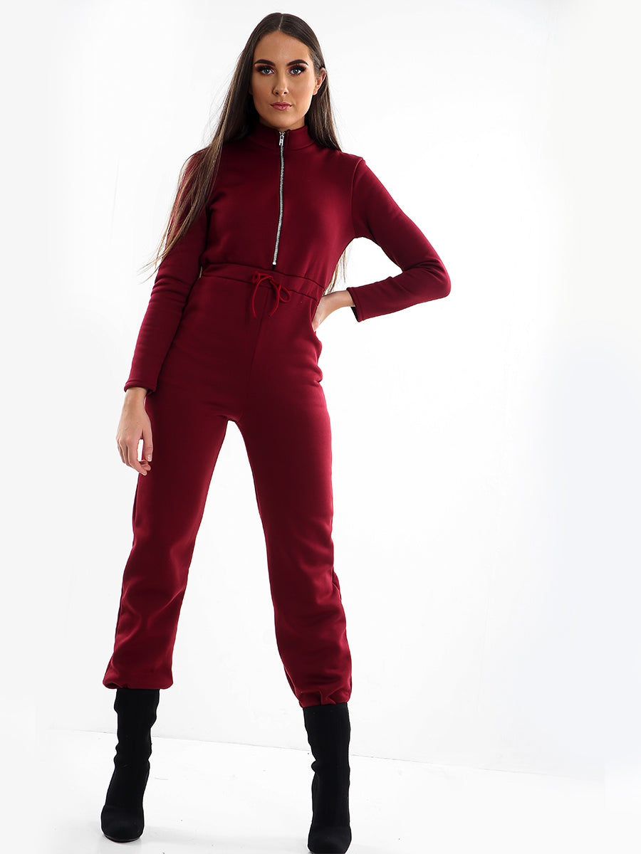 Kady Zip Front Fleece Jumpsuit