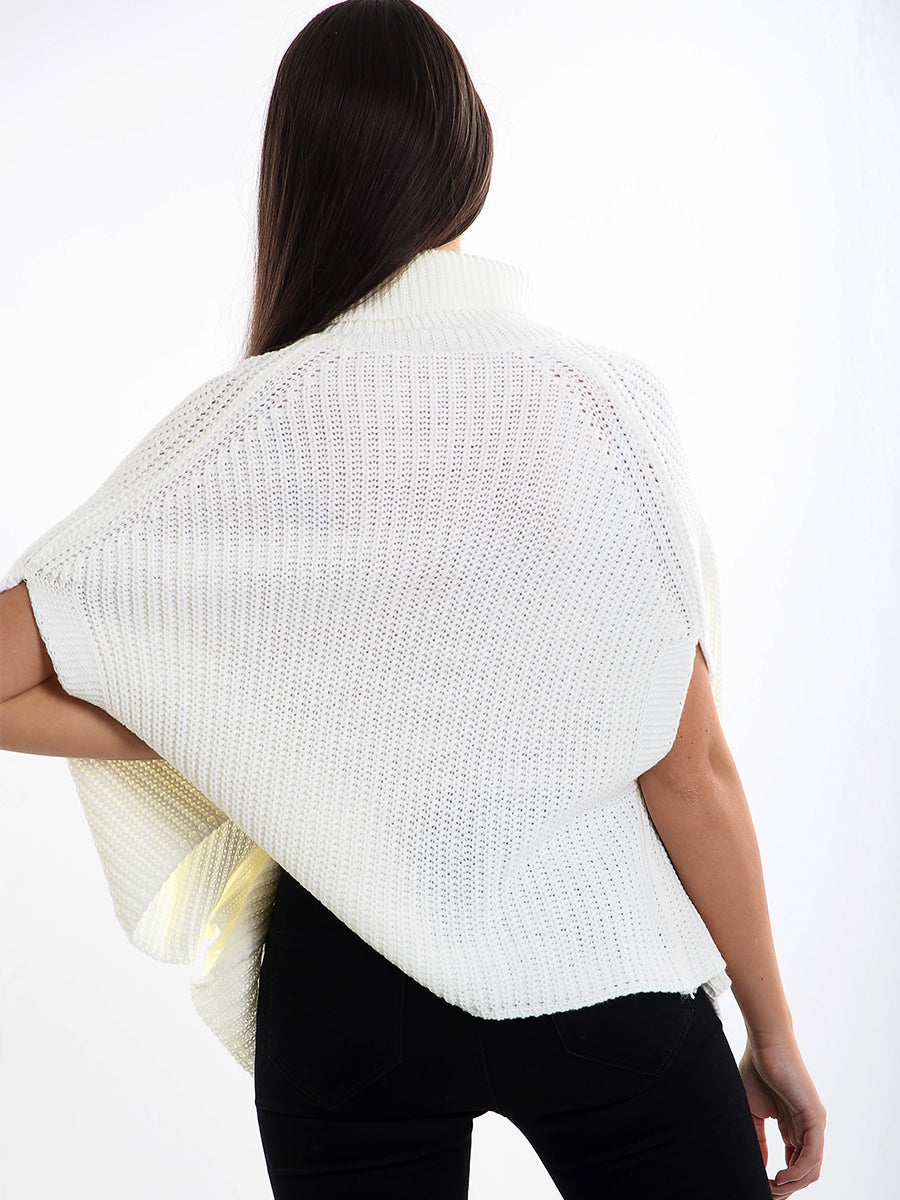 Roll Neck Knitted Poncho