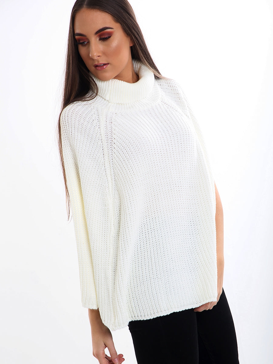Roll Neck Knitted Poncho