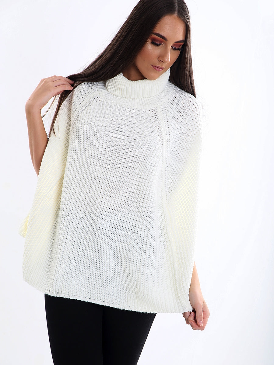Roll Neck Knitted Poncho
