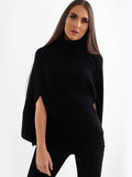 Roll Neck Knitted Poncho
