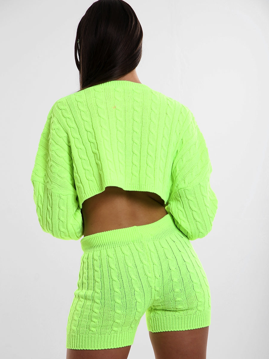Cable Knit Crop Top & Shorts Co-ord