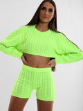 Cable Knit Crop Top & Shorts Co-ord
