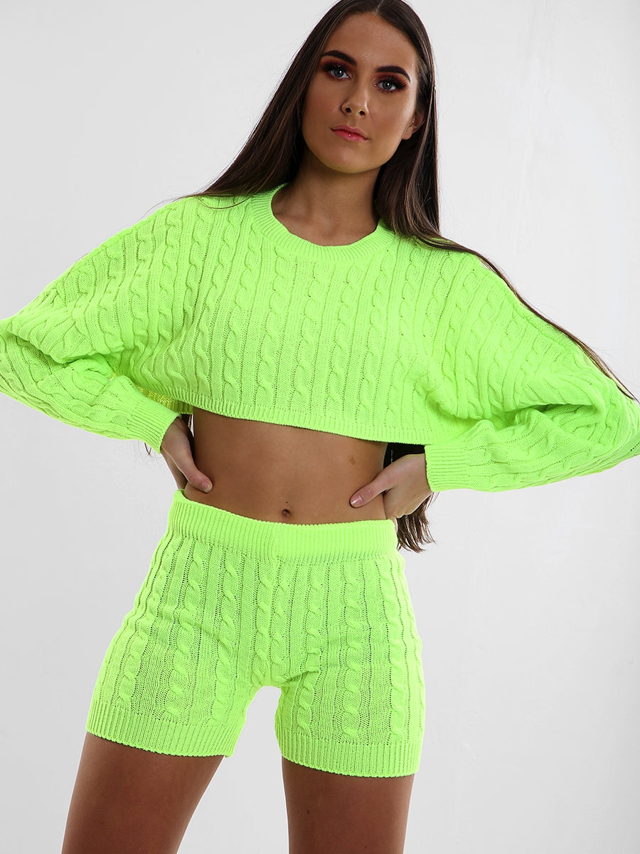 Cable Knit Crop Top & Shorts Co-ord