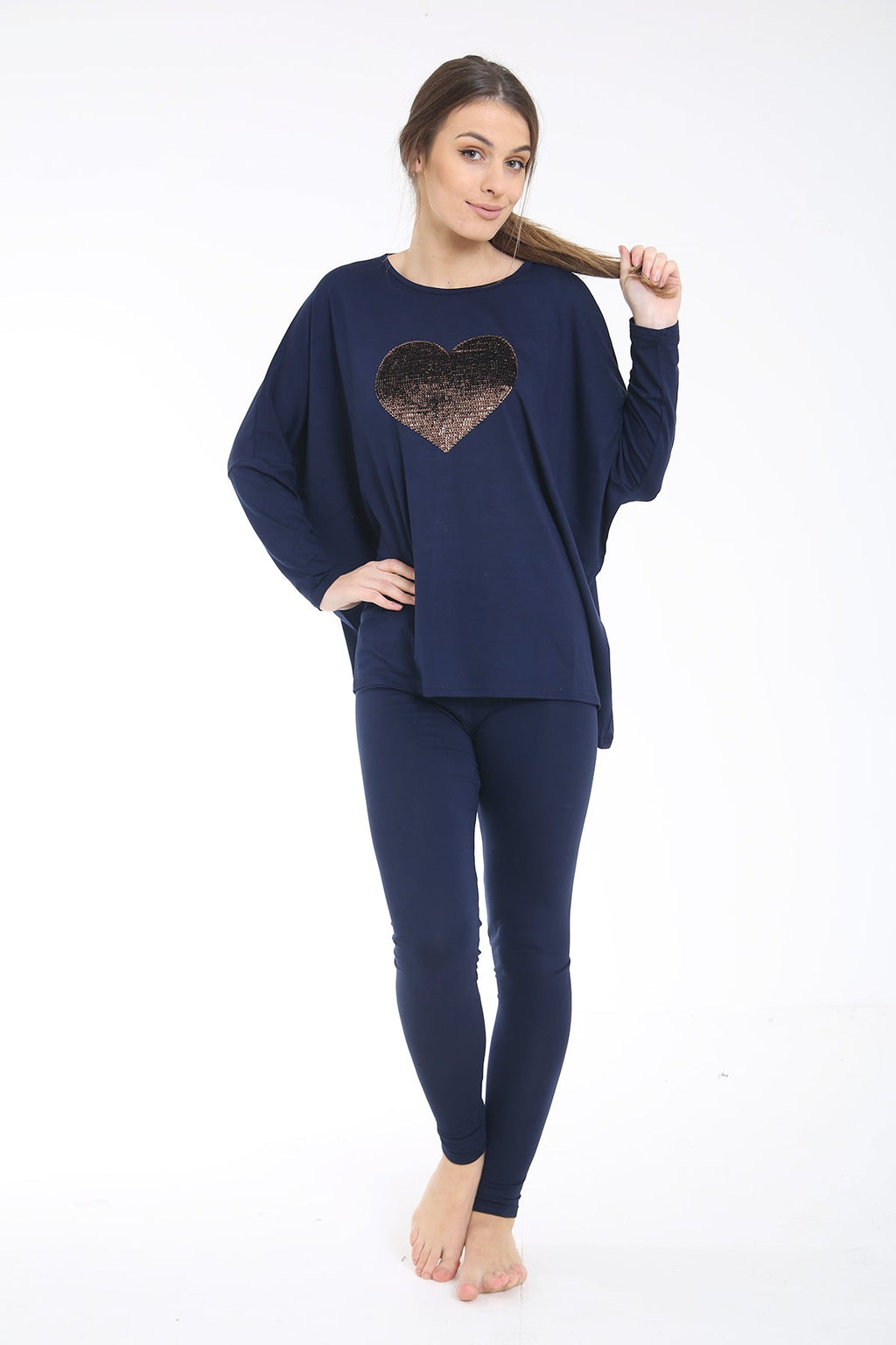 Sequin Heart Embroidered Loungewear