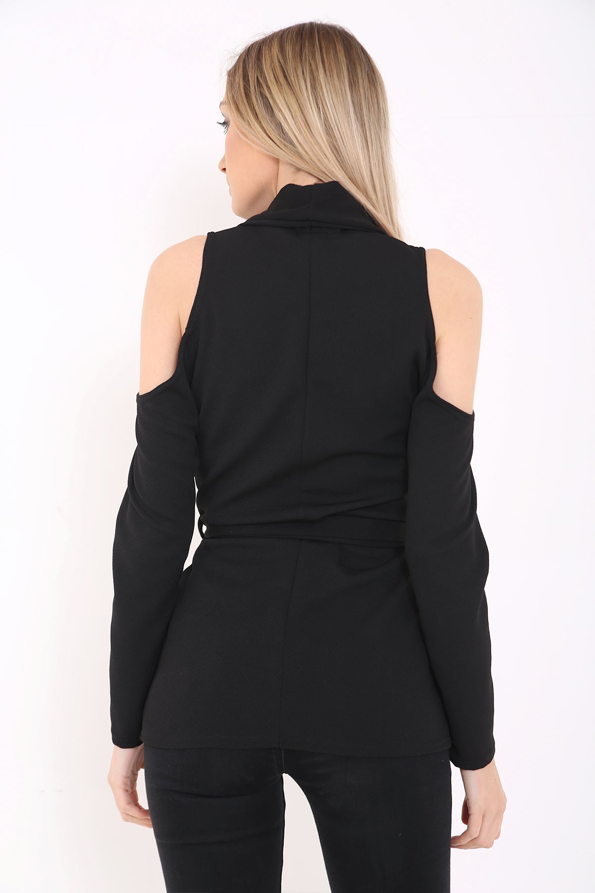 Cold Shoulder Belted Cardigan Jacket