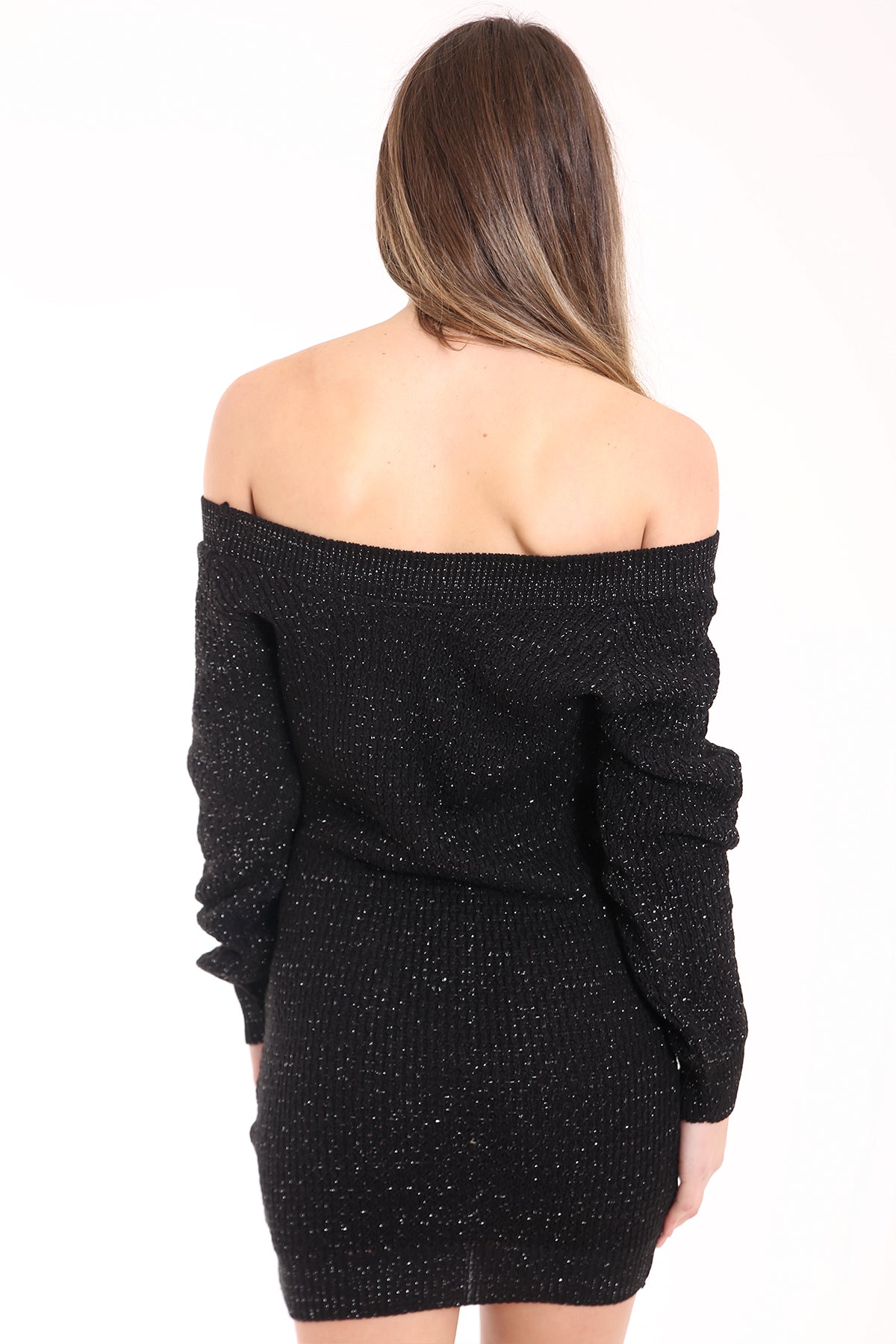Lurex Knitted Bardot Dress