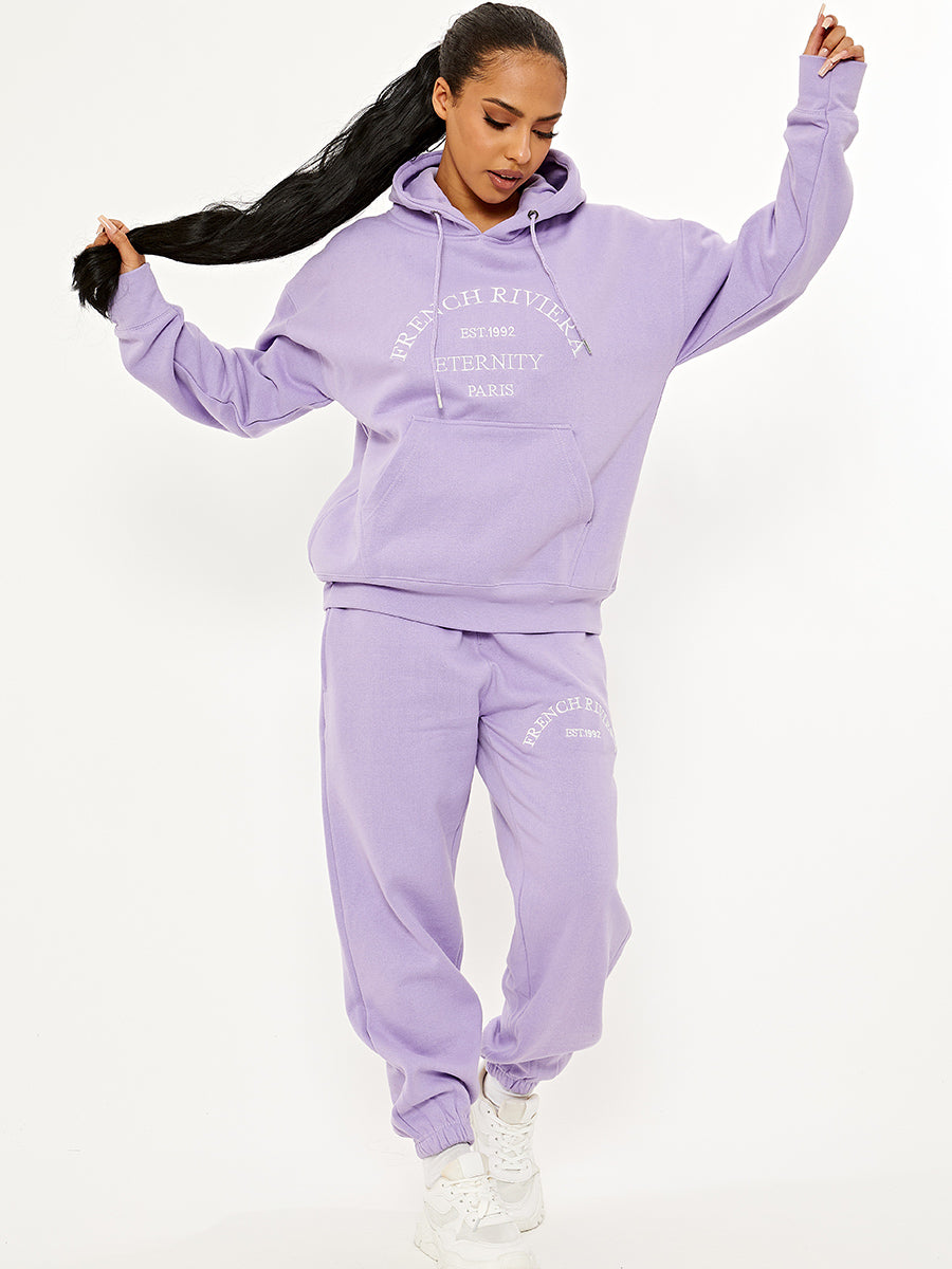 Embroidered French Riviera Hooded Fleece Co-ord