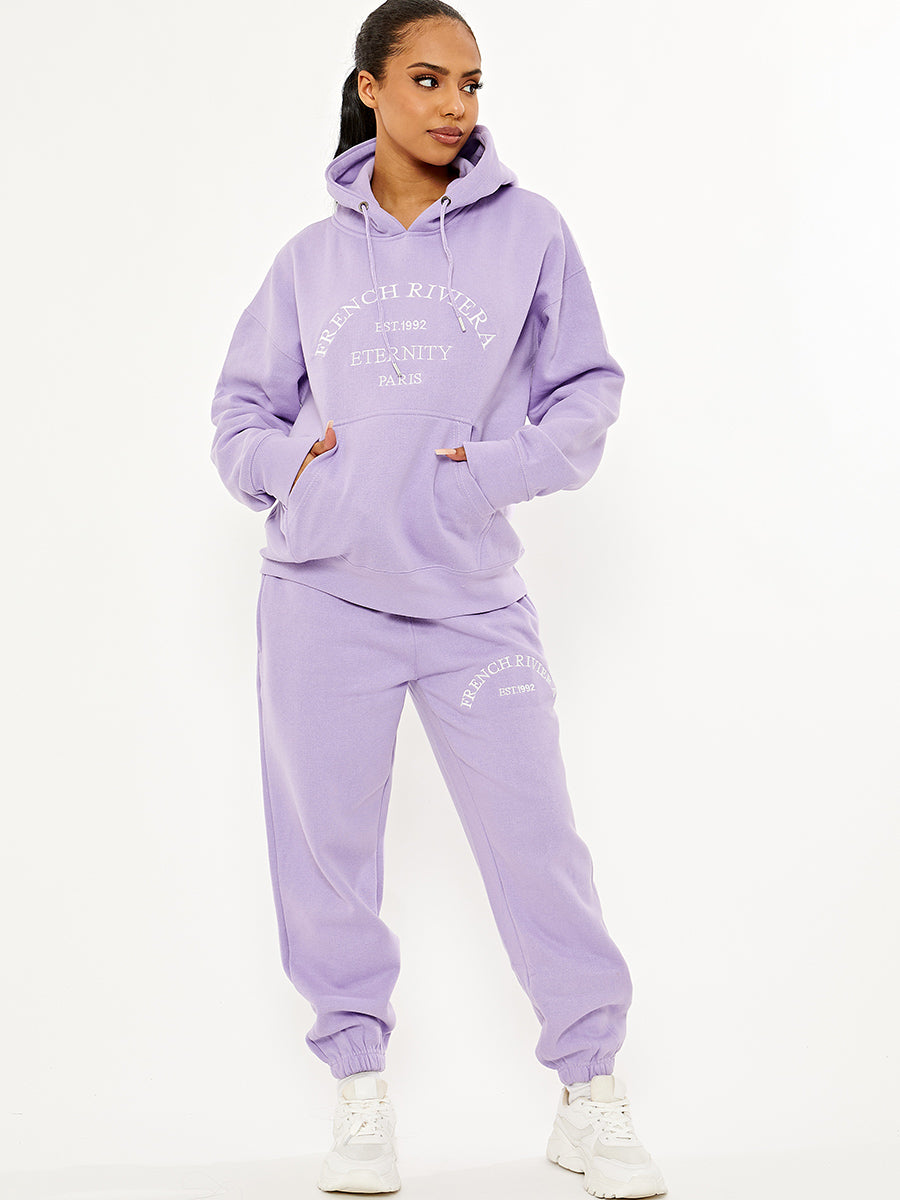 Embroidered French Riviera Hooded Fleece Co-ord