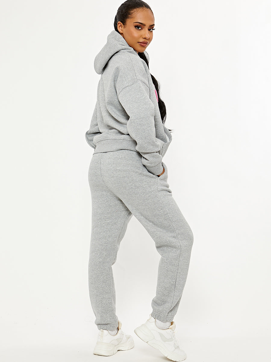 Towelling Embroidered All We Need Is Love Hooded Fleece Co-ord