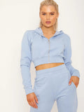Zip Up Fleeced Cropped Cardigan Hoodie