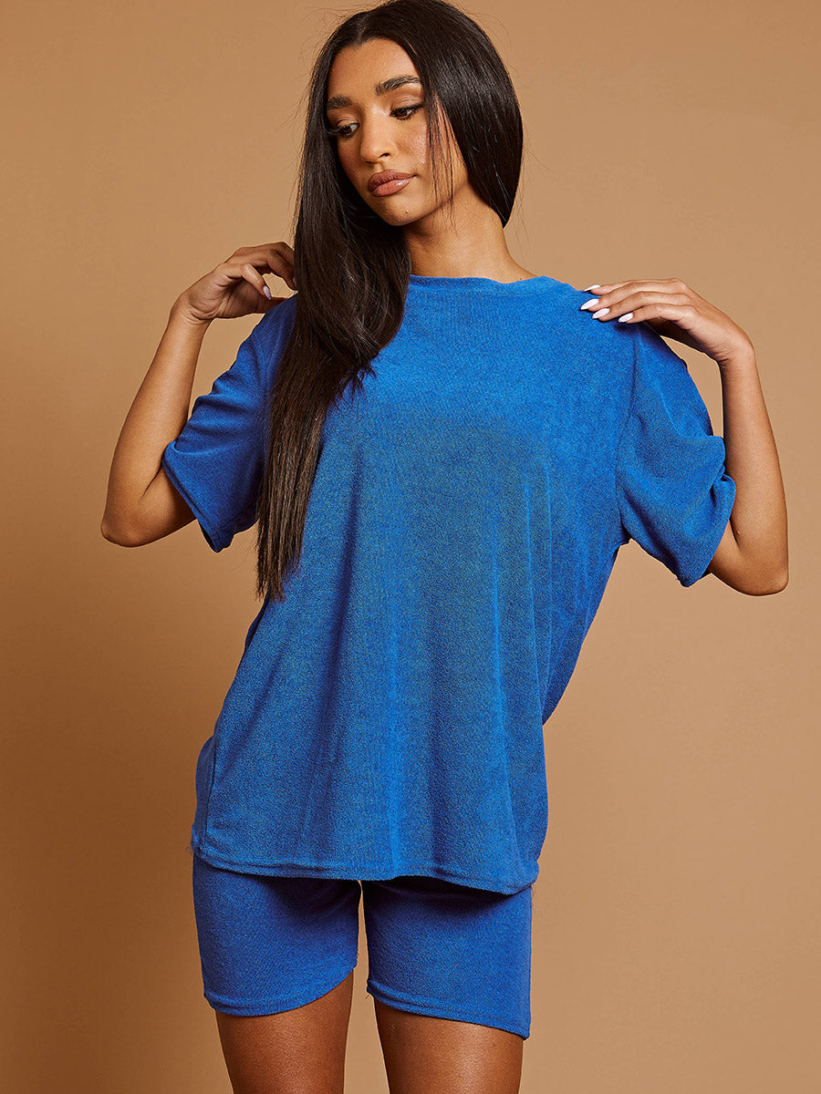 Towelling Fabric Oversized Top & Shorts Co-ord