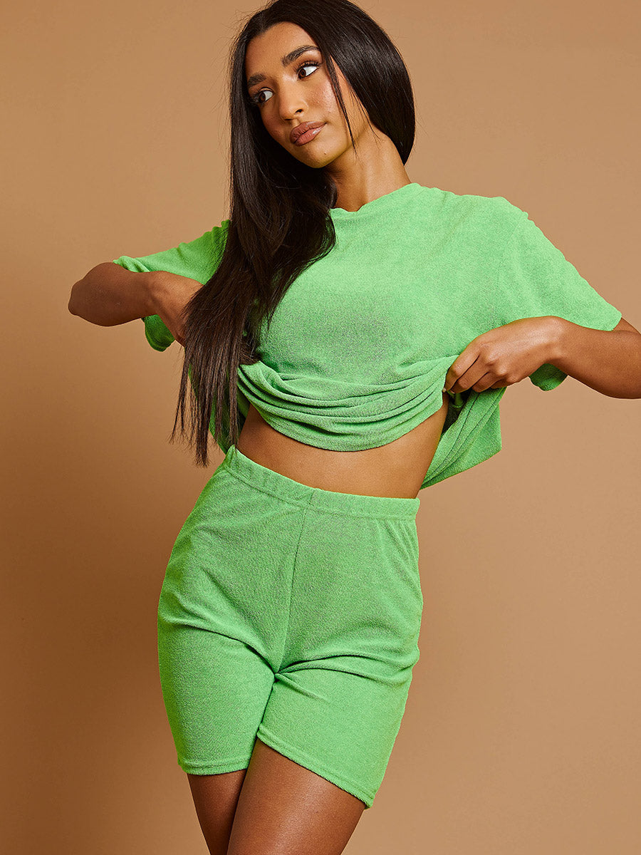 Towelling Fabric Oversized Top & Shorts Co-ord