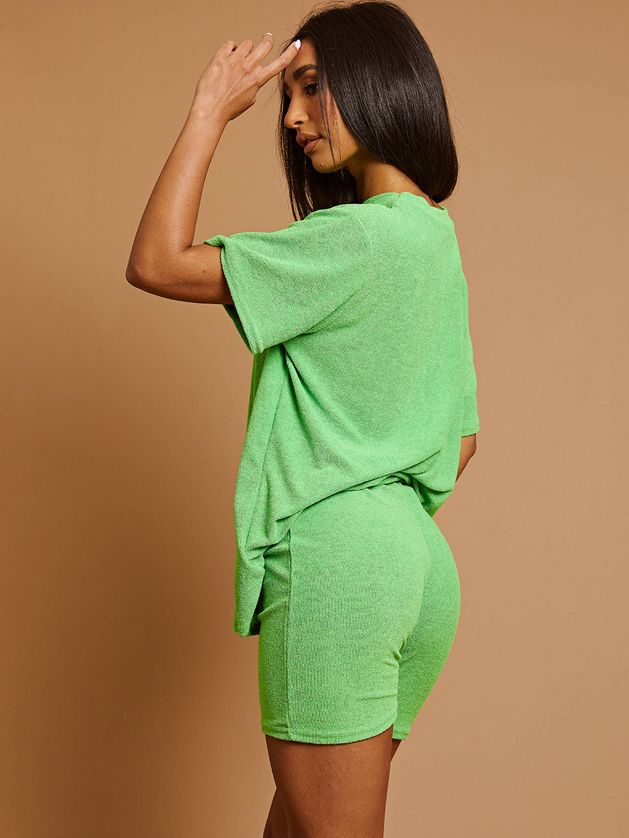 Towelling Fabric Oversized Top & Shorts Co-ord