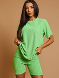 Wide Ribbed Towelling Oversized Top & Shorts Co-ord