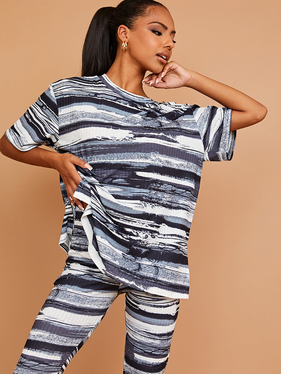 Space Dye Swirl Oversized Top & Flare Trouser Co-ord