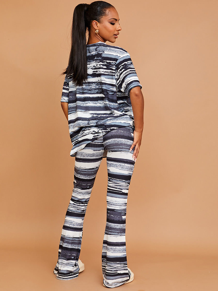 Space Dye Swirl Oversized Top & Flare Trouser Co-ord