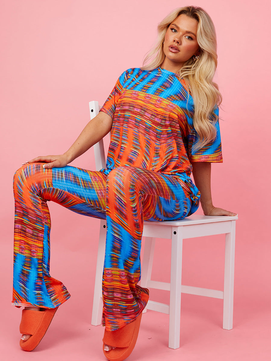 Space Dye Swirl Oversized Top & Flare Trouser Co-ord