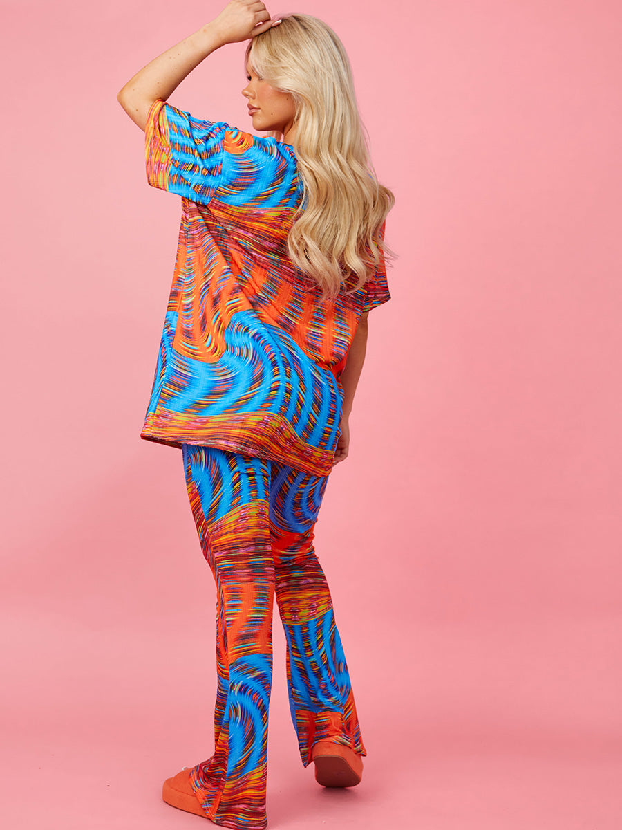 Space Dye Swirl Oversized Top & Flare Trouser Co-ord