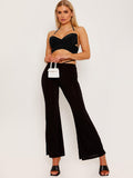 Cross Wrap Halter Crop Top with Chain Detail