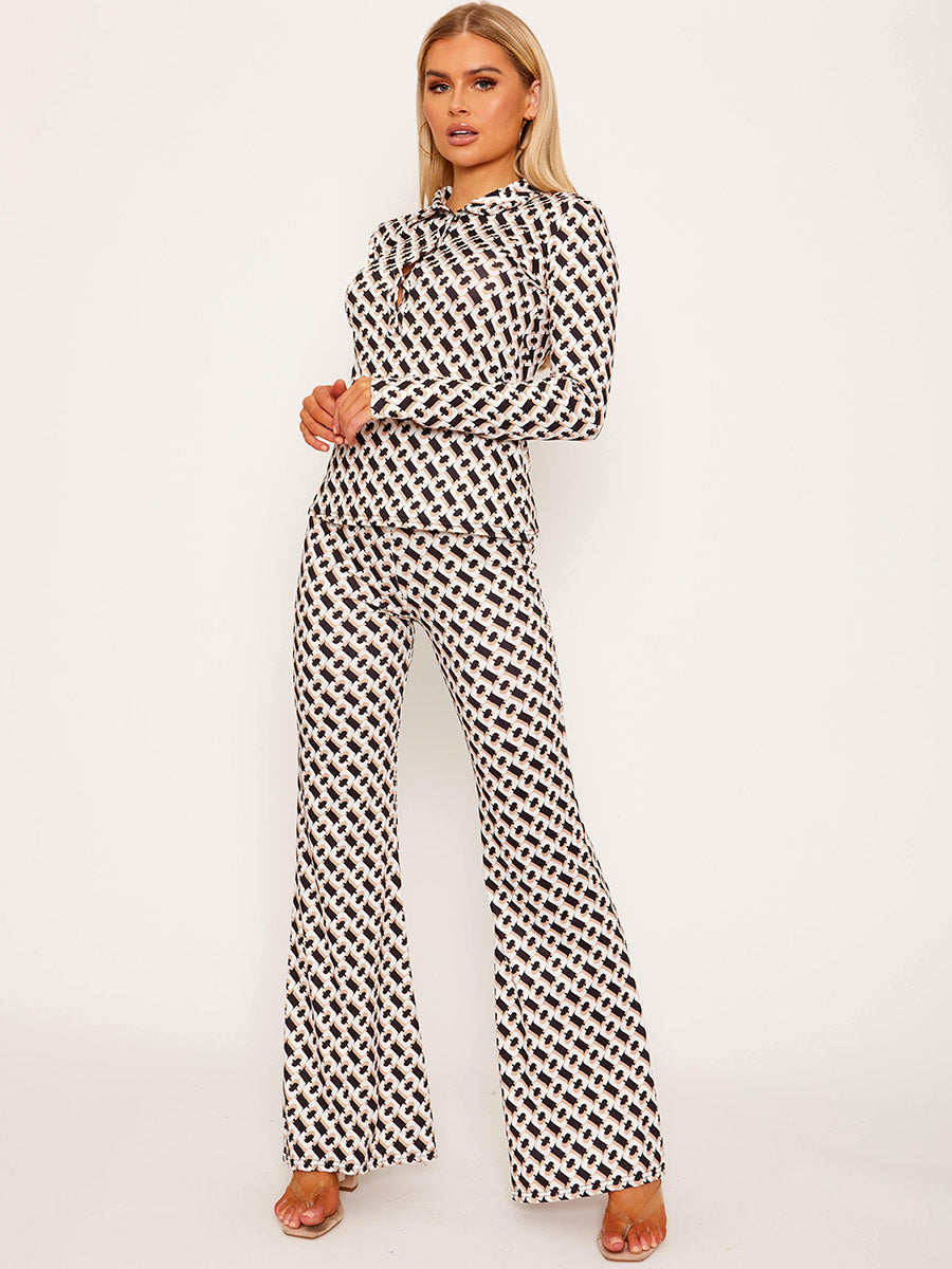 Chain Print Flared Trouser