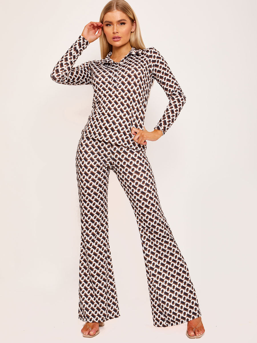 Chain Print Flared Trouser