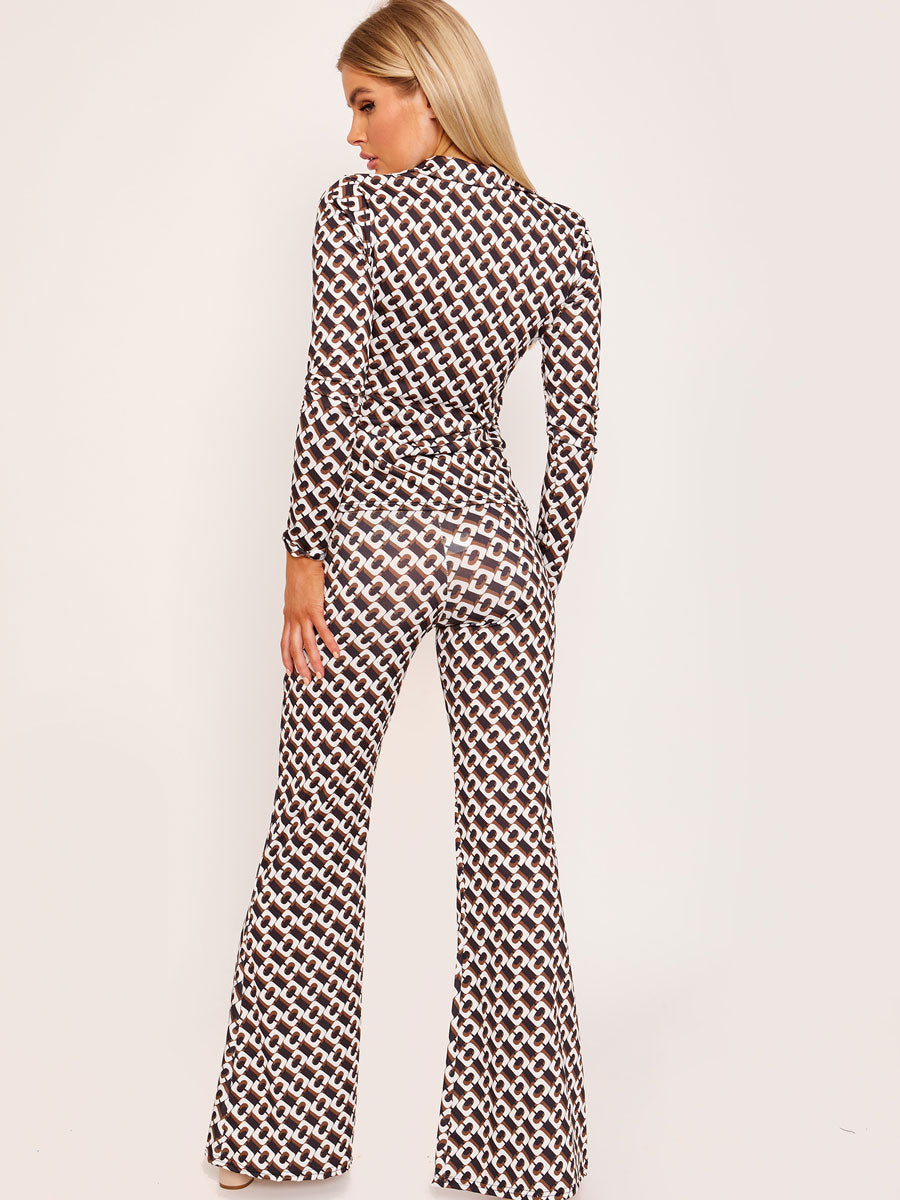 Chain Print Flared Trouser