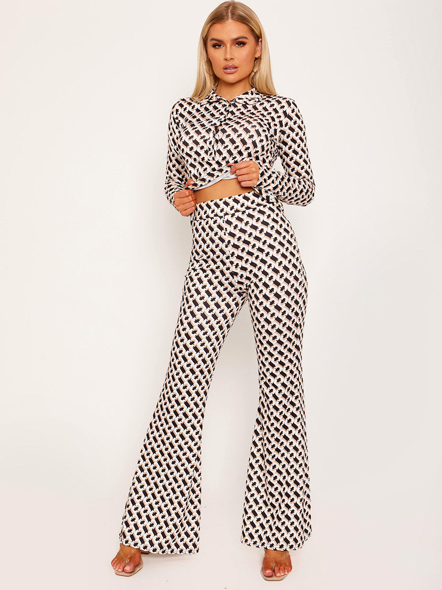 Chain Print Flared Trouser