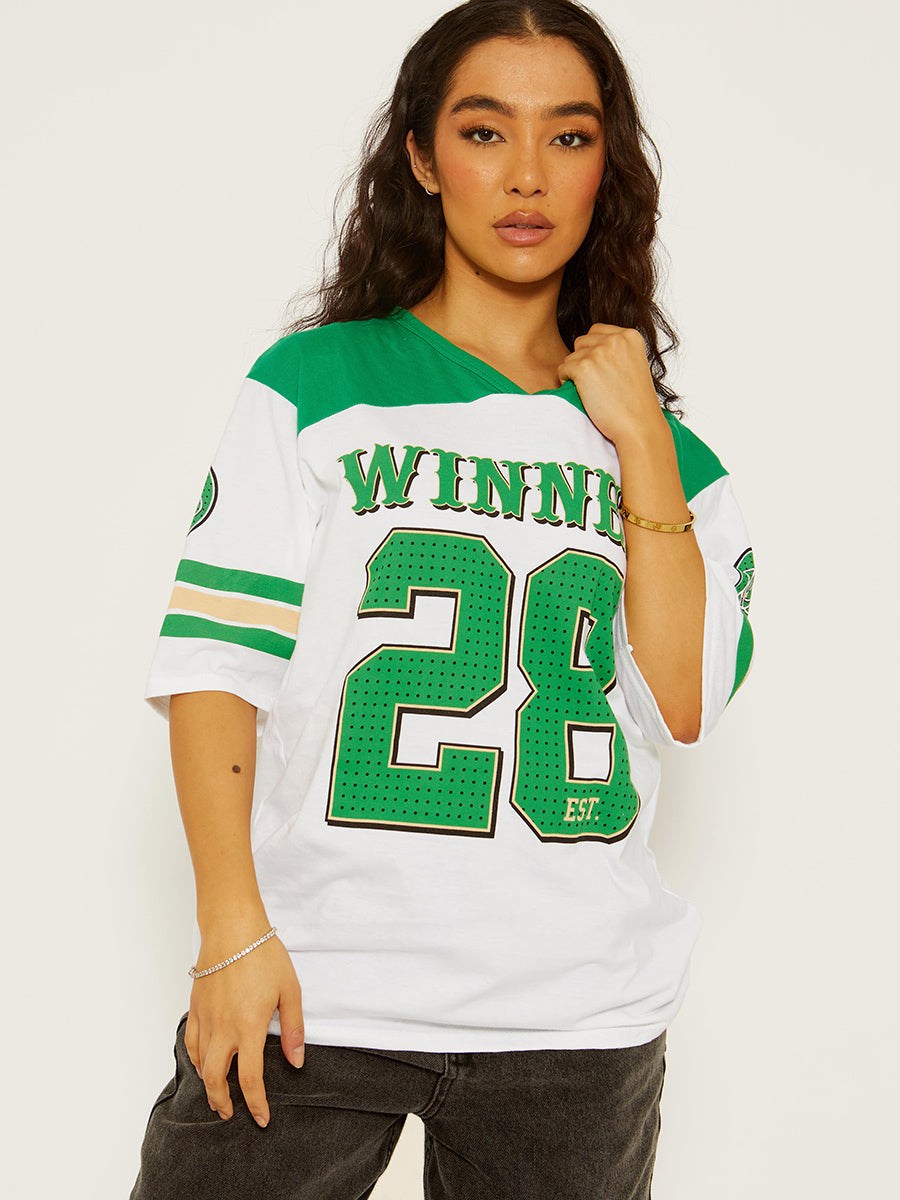 Oversized Winner 28 Graphic Printed T-Shirt