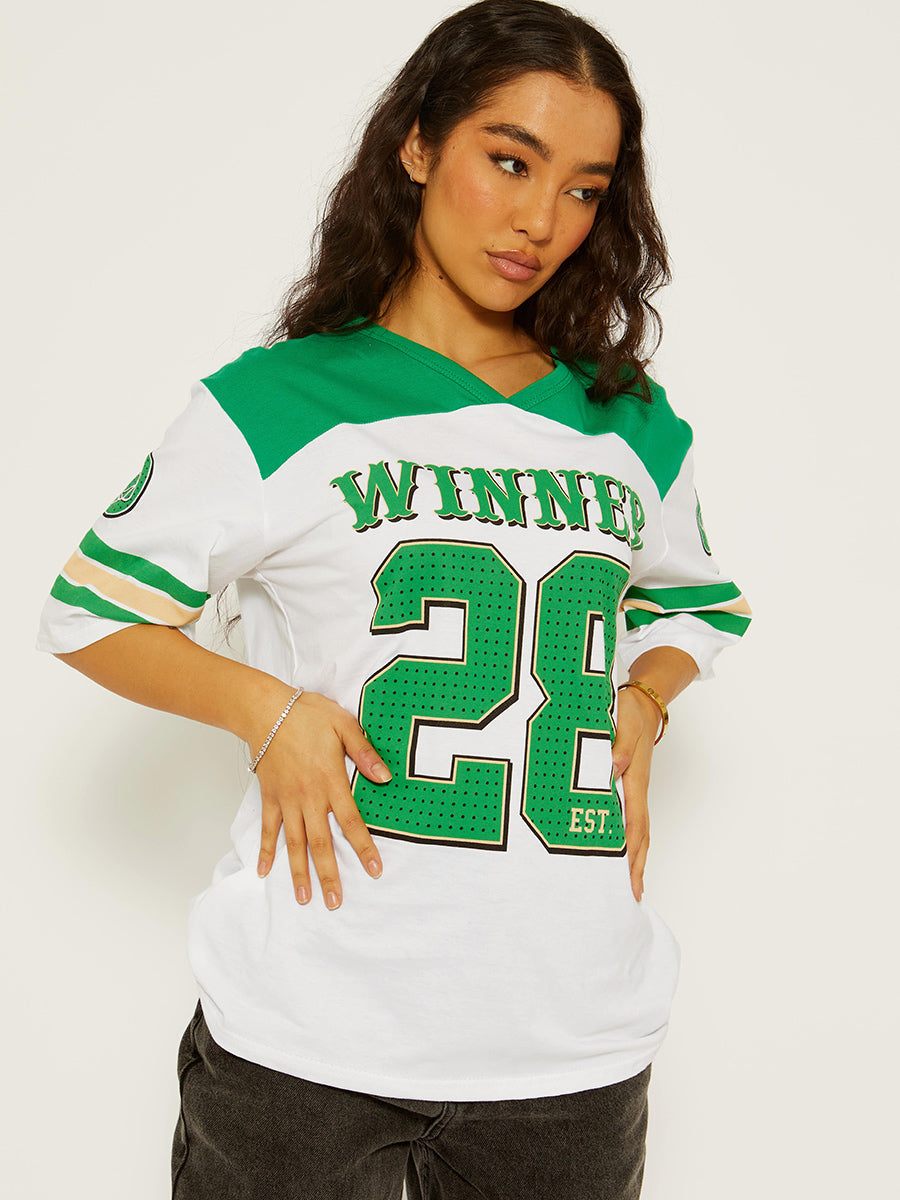 Oversized Winner 28 Graphic Printed T-Shirt