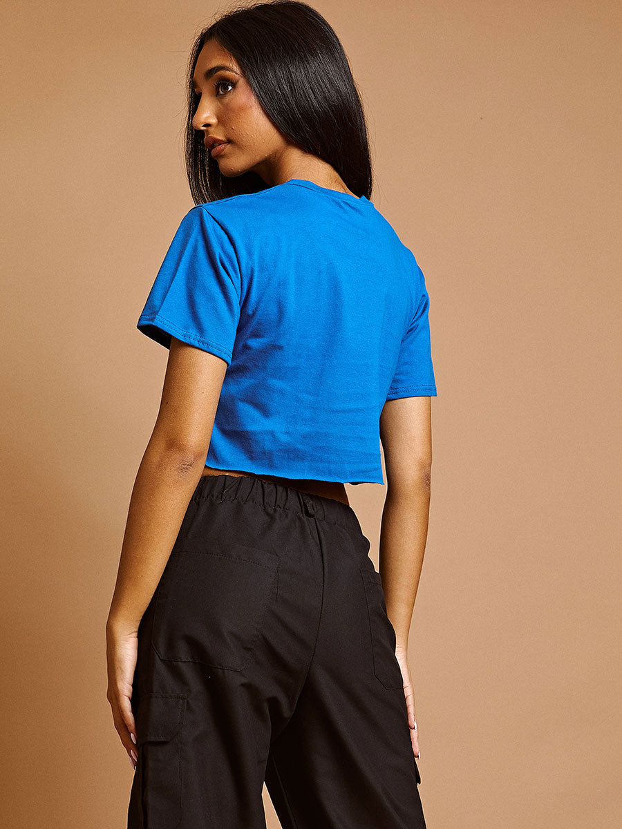Hot Damn Graphic Laser Cut Crop Top