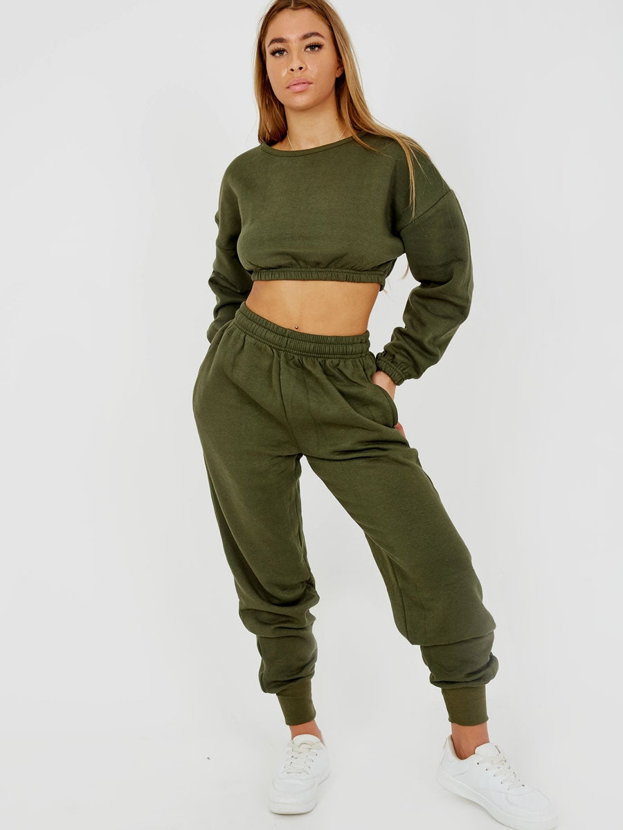 Oversized Fleeced Crop Top & Jogger Co-ord