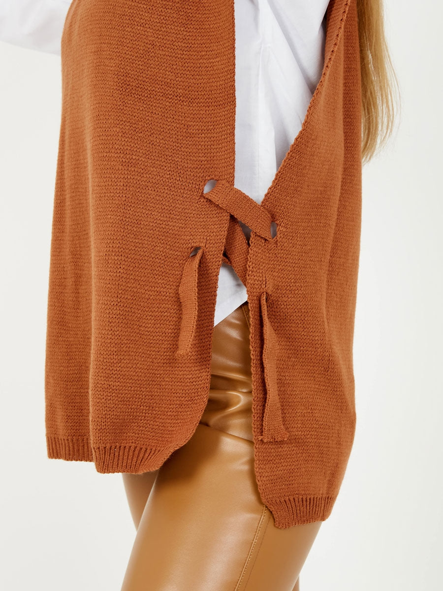 Tie Side Crew Neck Knitted Vest