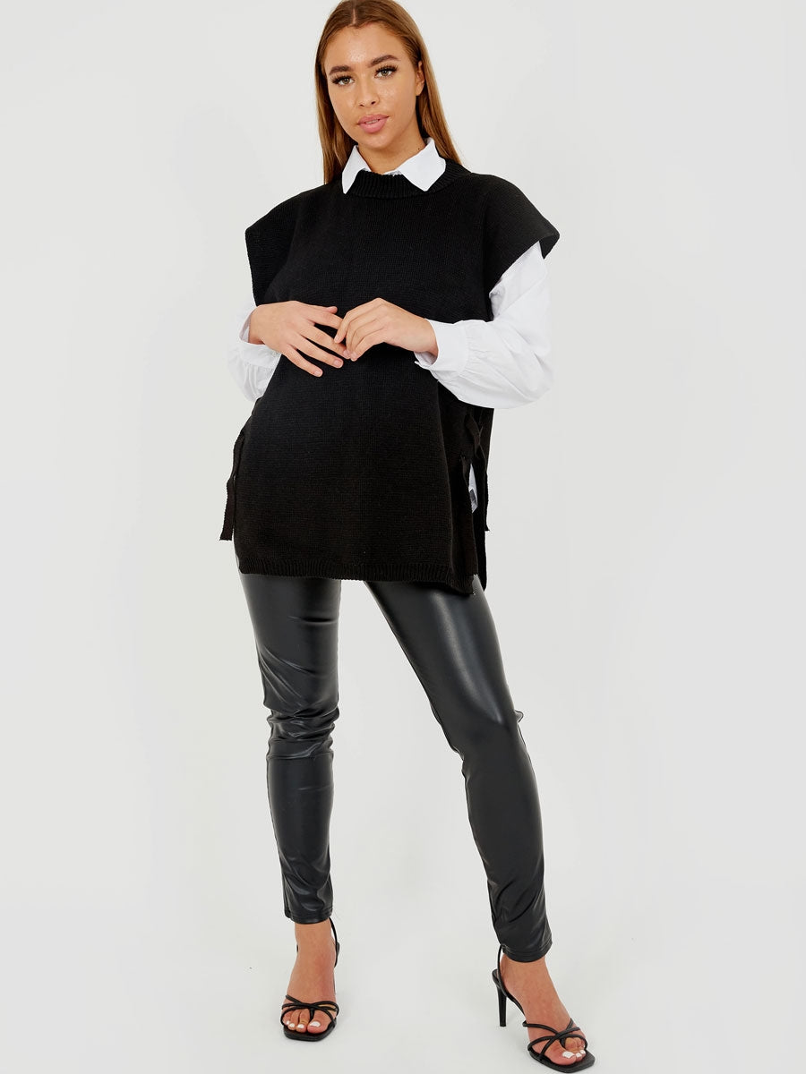 Tie Side Crew Neck Knitted Vest