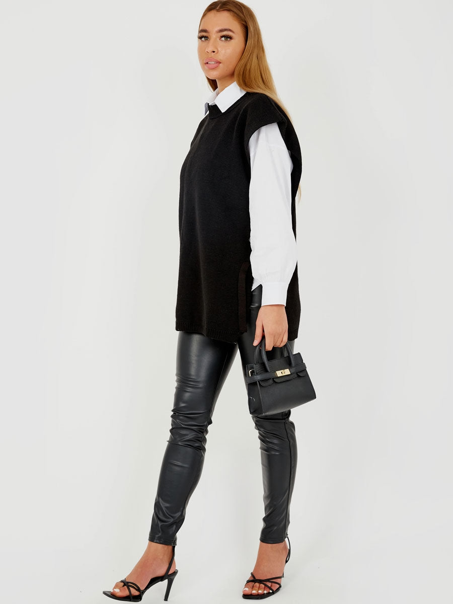 Tie Side Crew Neck Knitted Vest