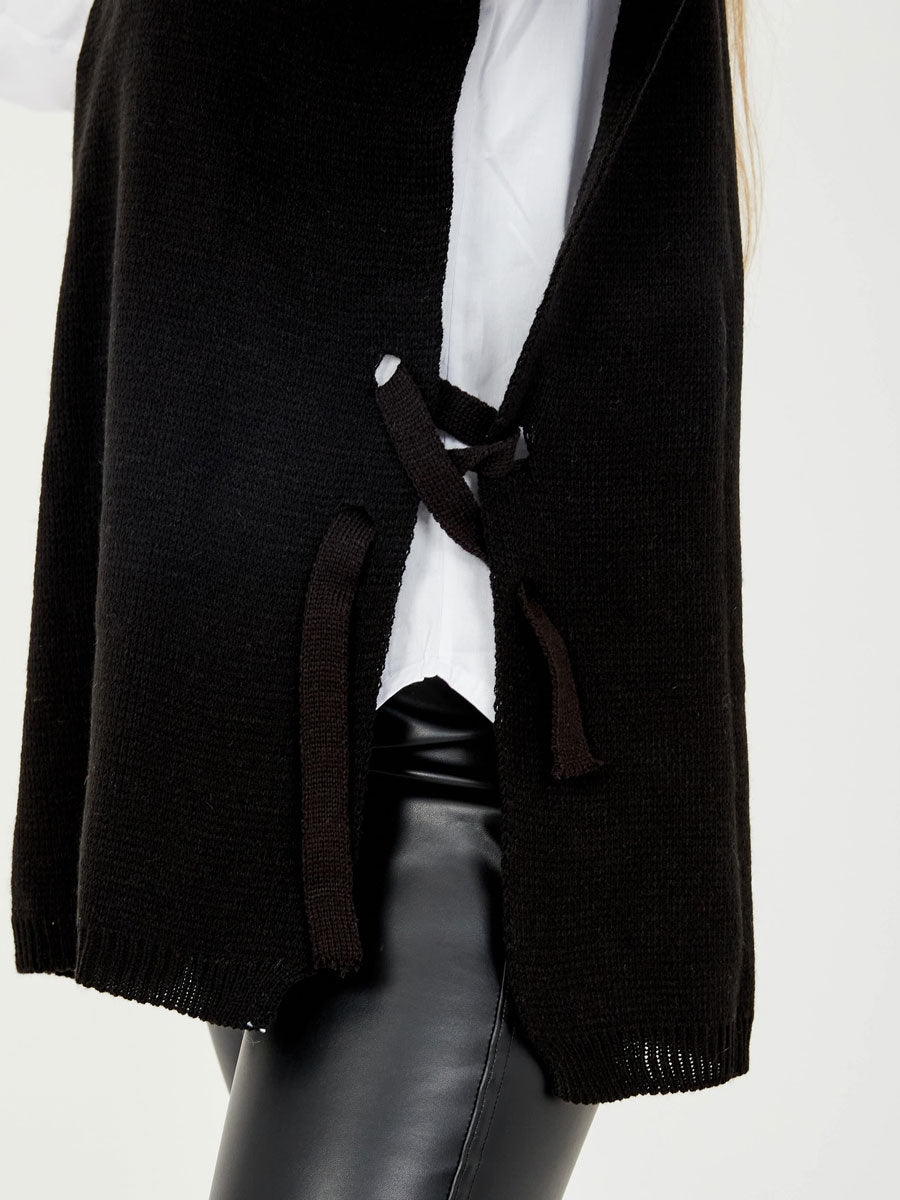 Tie Side Crew Neck Knitted Vest
